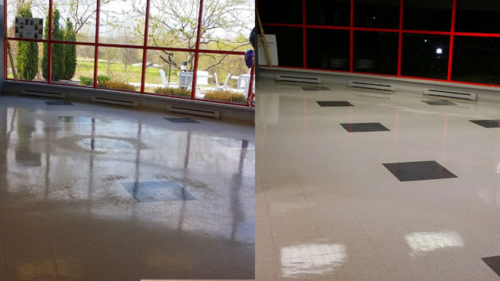 before and after vct hard floor finishing process